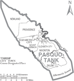 Archivo:Map of Pasquotank County North Carolina With Municipal and Township Labels