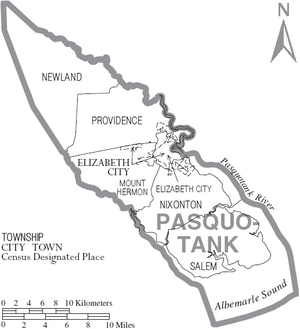 Archivo:Map of Pasquotank County North Carolina With Municipal and Township Labels