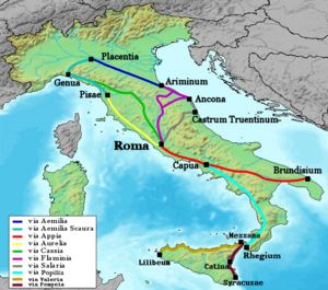 Archivo:Map of Roman roads in Italy
