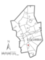 Map of Slabtown, Columbia County, Pennsylvania Highlighted