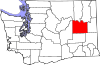 Mapa de Washington con la ubicación del condado de Lincoln