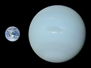 Neptune, Earth size comparison true color.jpg