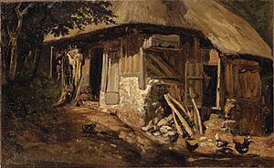 Archivo:Paul Huet, Chaumière normande, vieux Trouville (Louvre RF 1062) n01