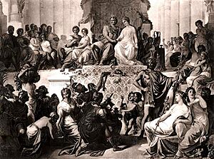 Archivo:The weddings at Susa, Alexander to Stateira and Hephaistion to Drypetis (late 19th century engraving)