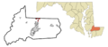 Wicomico County Maryland Incorporated and Unincorporated areas Delmar Highlighted