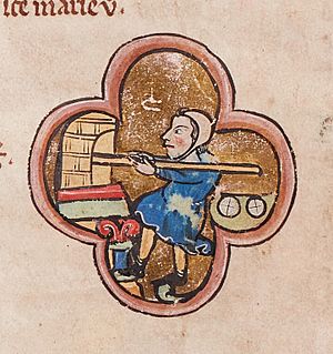 Archivo:Baker baking bread in an oven - miniature in a 13th century psalter