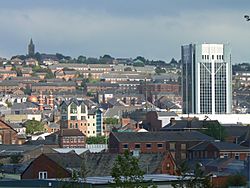 Blackburn townhall and St James church in distance - panoramio.jpg