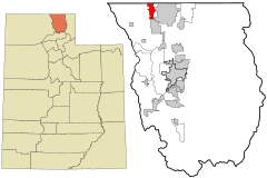 Cache County Utah incorporated and unincorporated areas Cornish highlighted.svg