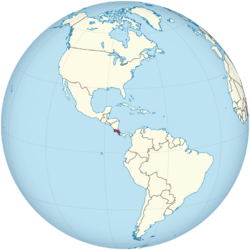 Costa Rica on the globe (Americas centered).svg