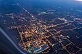 Downtown Lansing, Michigan, as seen from the air early one morning in May, 2017