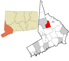 Fairfield County Connecticut incorporated and unincorporated areas Bethel highlighted.svg