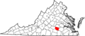 Map of Virginia highlighting Nottoway County