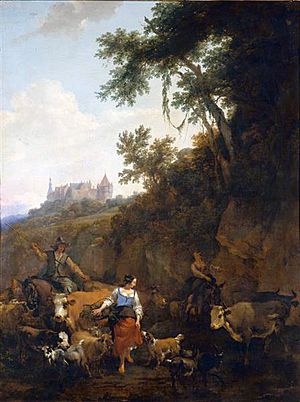 Archivo:Nicolaes Berchem - Landscape with Castle Bentheim