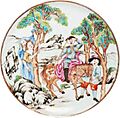 Prato de porcelana chinesa com D. Quixote e Sancho Pança