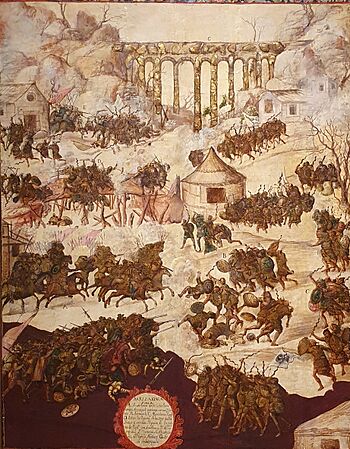 'Batalla de Zampoala' ca. 1670-1740. Workshop of Los Gonzalez (1670-1730) - Museo Franz Mayer - Mexico 2024 (2).jpg