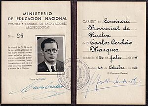 Archivo:Carnet de comisario provincial de excavaciones arqueológicas de Huelva