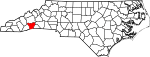 Mapa de Carolina del Norte con la ubicación del condado de Henderson
