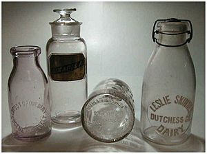 Archivo:Milk Bottles of the Late 19th century