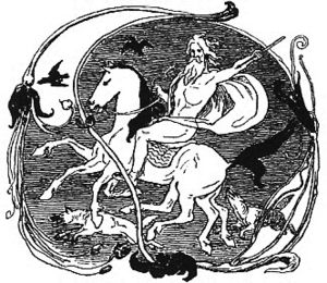 Archivo:Odin, Sleipnir, Geri, Freki, Huginn and Muninn by Frølich