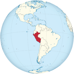 Peru on the globe (Peru centered).svg