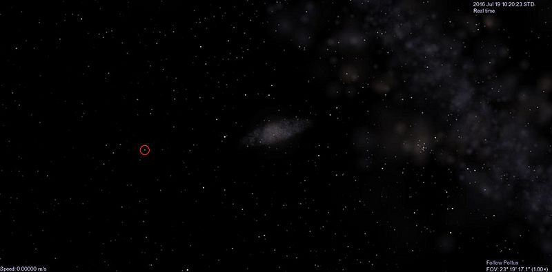 Sun from Pollux (star)