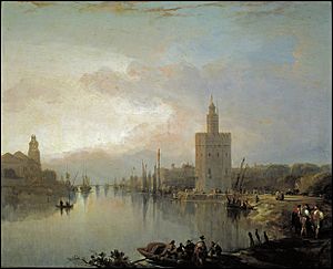 Archivo:The Guadalquivir and the Golden Tower by David Roberts