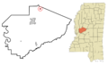 Yazoo County Mississippi Incorporated and Unincorporated areas Eden Highlighted
