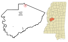 Yazoo County Mississippi Incorporated and Unincorporated areas Eden Highlighted.svg
