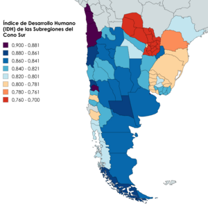 Archivo:Índice de Desarrollo Humano de los Subregiones del Cono Sur
