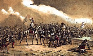 Archivo:1853, Los mártires de la libertad española, vol I, Batalla de Villalar (cropped)