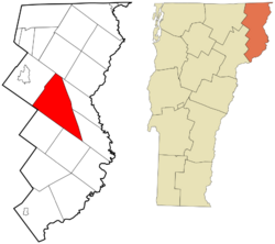 Essex County Vermont incorporated and unincorporated areas Ferdinand highlighted.svg
