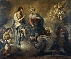 Archivo:Jesús concede a san Francisco la indulgencia de la Porciúncula