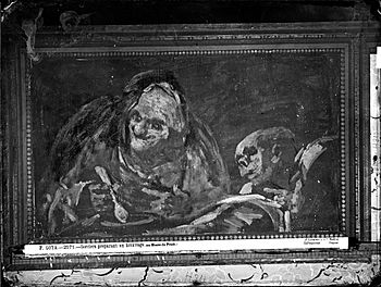 Archivo:Juan Laurent, Pinturas Negras de Goya, Dos viejos comiendo sopa, año 1874, en la Quinta del Sordo, VN-a-006585 P
