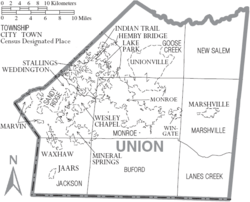 Archivo:Map of Union County North Carolina With Municipal and Township Labels