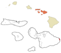 Maui County Hawaii Incorporated and Unincorporated areas Hana Highlighted