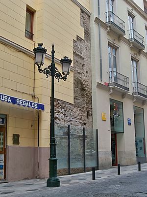 Archivo:Medieval Walls of Málaga in Puerta de Buenaventura, vertical view