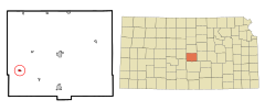 Rice County Kansas Incorporated and Unincorporated areas Raymond Highlighted.svg