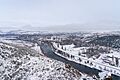 Vista aérea de Aluminé en invierno
