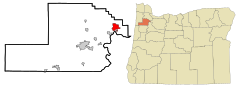 Yamhill County Oregon Incorporated and Unincorporated areas Newberg Highlighted.svg