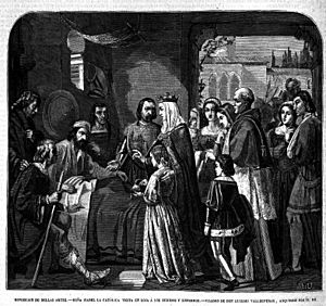 Archivo:Doña Isabel la Católica visita en Loja a los heridos y enfermos, de Eusebio Valldeperas