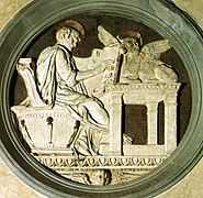 Donatello, tondo di san luca, 1434-43