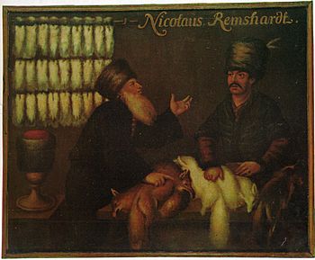 Archivo:Firmenschild des Kürschners Nicolaus Remshardt in Göppingen (coloured)