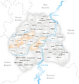 Karte Gemeinden des Bezirks Saane 2000