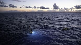 Archivo:Limiting Factor floating on the surface of the water after a dive into the Puerto Rico Trench