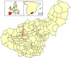 Situación de El Chaparral respecto al término municipal de Albolote, en la provincia de Granada.