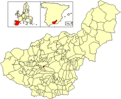 Término municipal de Huétor Vega respecto a la provincia de Granada.