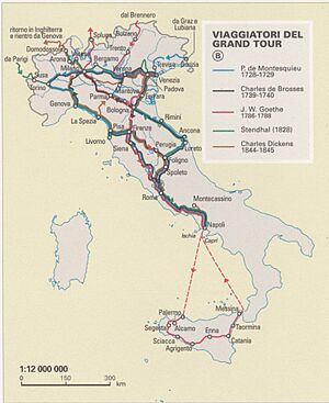 Archivo:Map Evolution of tourism 1992 - Grand Tour - Touring Club Italiano CART-TEM-107 B