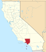 Mapa de California con la ubicación del condado de Los Ángeles