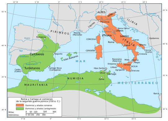 Archivo:Map of Rome and Carthage at the start of the Second Punic War-es
