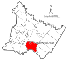 Map of Westmoreland County, Pennsylvania Highlighting Mount Pleasant Township.PNG